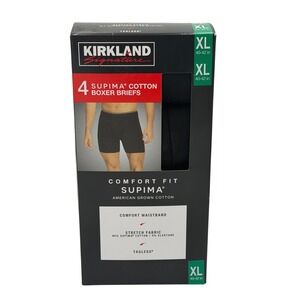 Kirkland Signature Mens 4 Pack Supima Cotton Boxer Briefs Comfort Fit XL Black